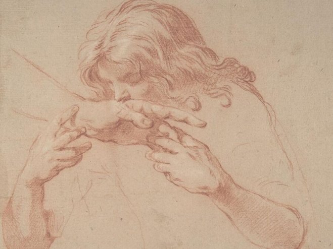 素描合集-attributed to Marco Benefial–Youth Kissing an Outstretched Hand