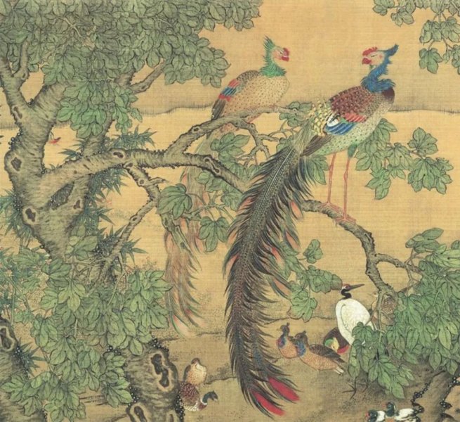 传世名画 | 沈铨《百鸟朝凤图》