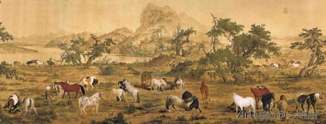 传世名画 | 百骏图 – 清 郎世宁