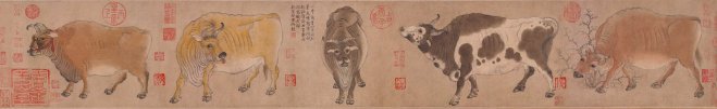 传世名画 |五牛图全卷 – 唐 韩滉