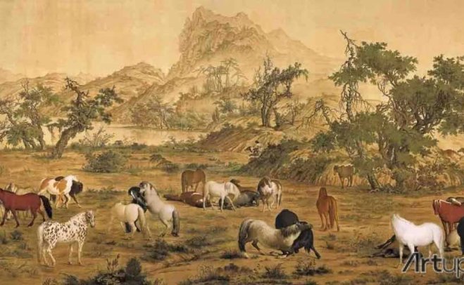 传世名画 | 百骏图 – 清 郎世宁