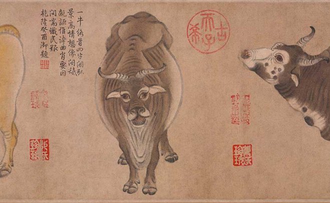 传世名画 |五牛图全卷 – 唐 韩滉