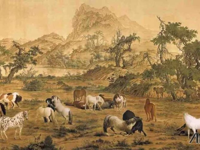 传世名画 | 百骏图 – 清 郎世宁