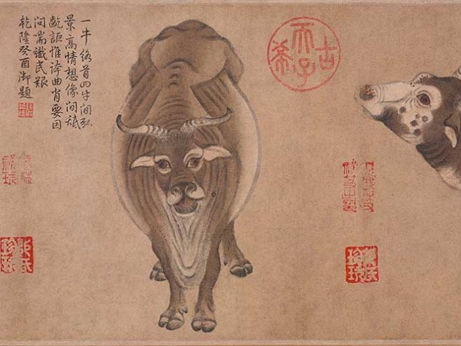 传世名画 |五牛图全卷 – 唐 韩滉