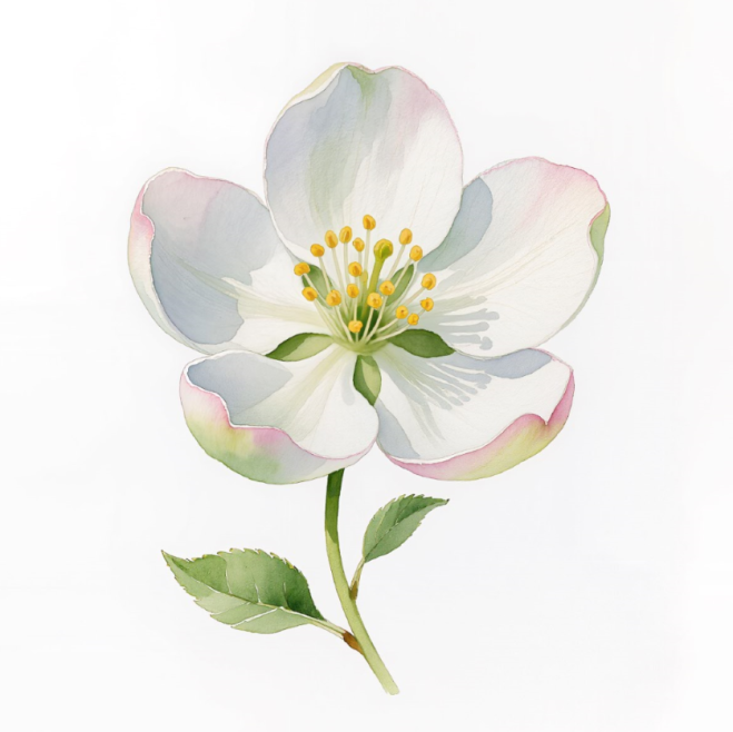 水彩绘画梨花