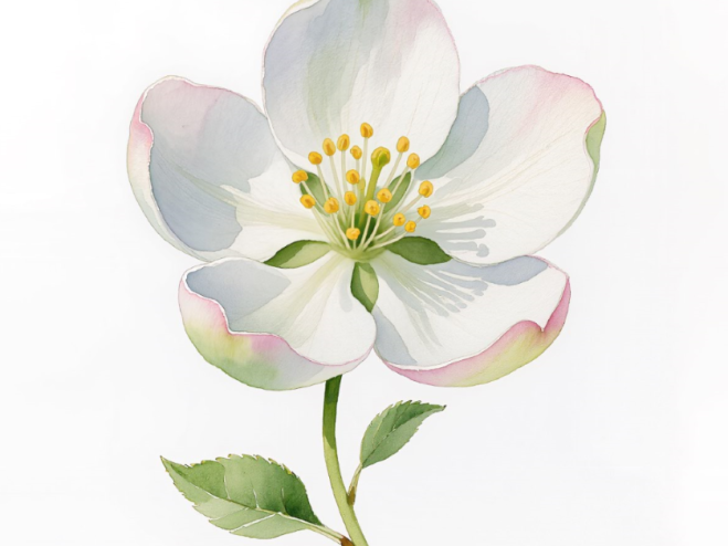 水彩绘画梨花
